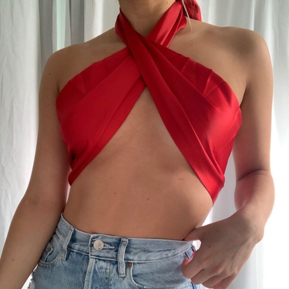 Princess Polly Saxon Top Red Size 2 New